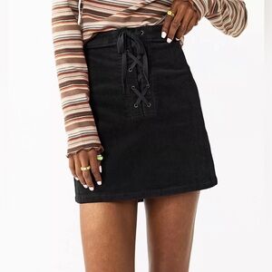 SO Black Front Lace-Up Mini Skirt